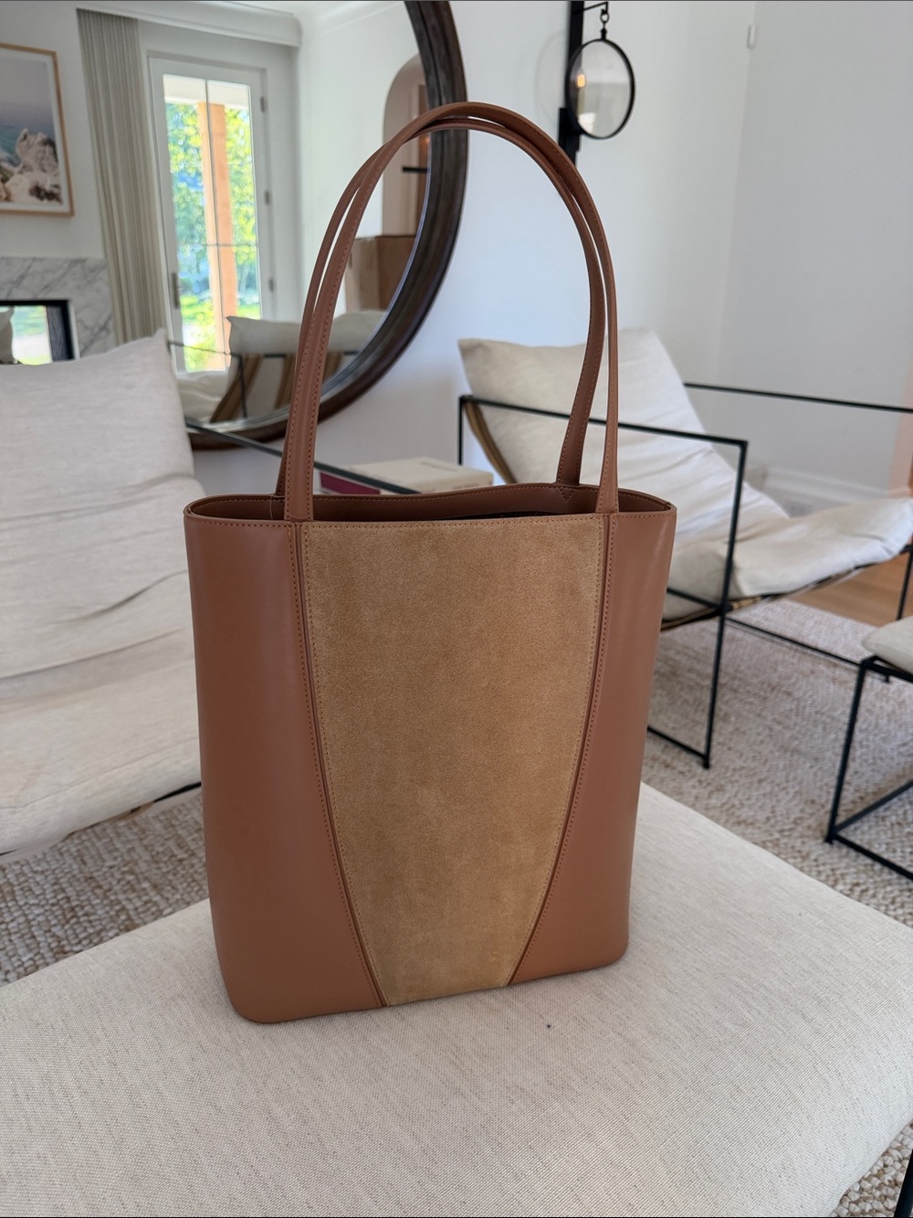 Ann Taylor Brown Leather & Suede Panel Tote